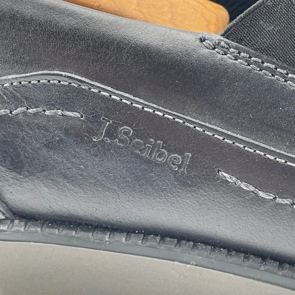 Josef Seibel Alastair Westin Kombi‎ Black Leather Slip On Loafers Shoes Size 46